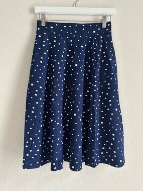 Navy Polka Dot A-Line Skirt